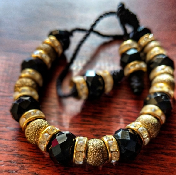 Black & Gold Handwoven Bracelet from Europe - Picture 3 of 4